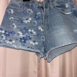 Floral Denim Shorts